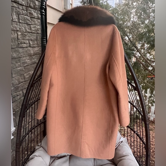 DEREK LAM 10 CROSSBY CAMEL WOMENS COAT WITH DETACHABLE FOX COLLAR SIZE 12 - Picture 13 of 16